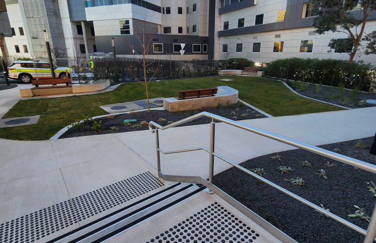 Canberra Hospital - Ground Floor: Footpath, Stairs, Planter Boxes and Seats